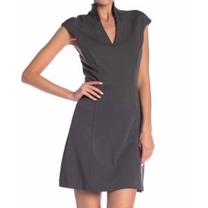 Alexia Admor Ladies Dark Gray Short Sleeve V Neck Pencil Dress - XS